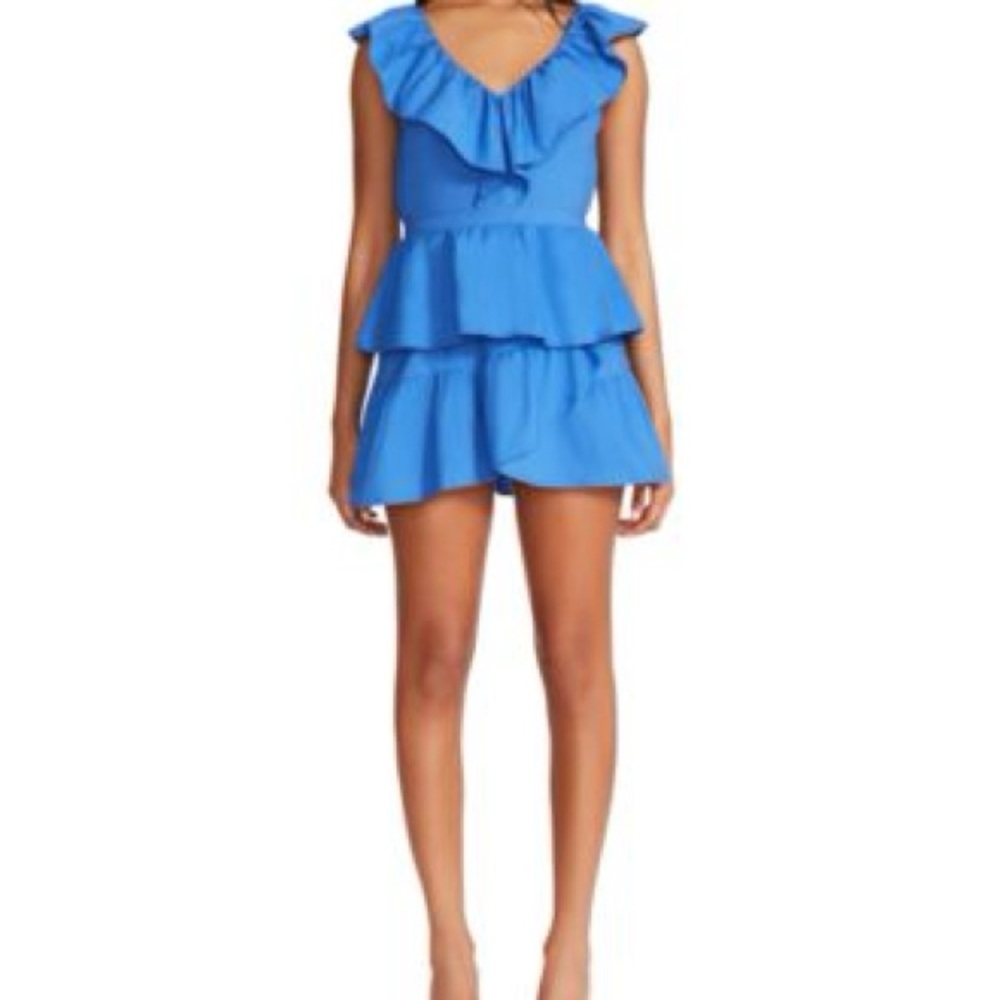 Steve Madden Blue V-Neck Cap Sleeve Mini Dress